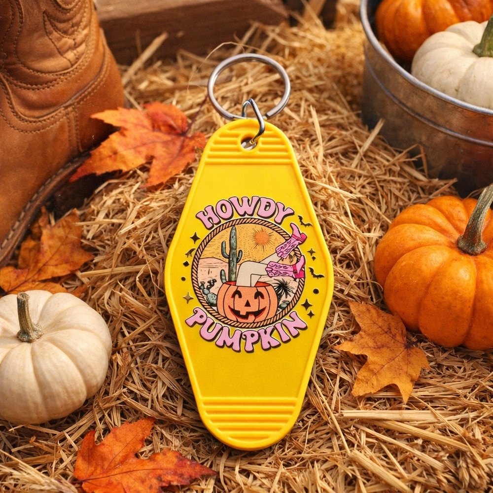 3/$9 • Howdy Pumpkin Motel Keychain • Fall Western Aesthetic